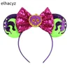 Hårtillbehör Halloween Mouse Ears pannband Girls paljetter Bow for Women Festival Party Cosplay Hairband Gift Kids Hair Accessories 230821