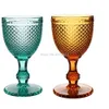 Wine Glasses Retro Cups Amber Relief Diamond Drinking Fruit Juice Wedding Party Champagne Cup Glass 300ml 10oz Goblet 230818