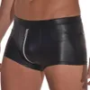 Briefs Panties Briefs Panties Boxer Sexy Men Boxers PU Leather Male Shorts Underpants Slip Gay Penis Pouch Man Underwear Bulge Zipper Open Butt Panties 230818