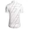 Men's Casual Shirts Fashion 12 Style Design Short Sleeve Shirt Striped White Blue Beach Blouse 2023 Summer Clothes OverSize 5XL 6XL 7XL