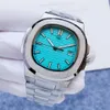 Montre, maître New Nautilus Montre de luxe automatique pour homme Série 5711 Cadran bleu clair Bracelet en acier inoxydable argenté RICRO