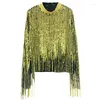 Maglioni femminili arrivano donne blingbling ghiter dorato maglione rotondo collare a manica lunga signora knit pullover personalità perline