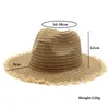 Bérets chapeau de paille femmes été grand large bord broderie Protection solaire disquette pliable chapeaux de plage pour raphia Panama Jazz Fedoras