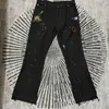 Real Pics High Street Color Spliced Washed Jeans Mens Oversize Wide Leg Straight Denim Flare Pants Retro Loose Casual Trousers3072