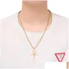 Hänghalsband egyptiska Ankh Crucifix hängsmycken med kedjemetallsymbol för liv Cross Necklace Gold Sier Fashion Design Punk Hip H DHWD1