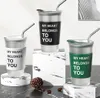 Den senaste 13,5 oz fast färg Creative Glass Straw Coffee Mug, många stilval, supportanpassning av alla logotyp