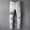 Casual Streetwear Noir Slim Fit Jeans Hommes Automne Masculina Lettre Jeans Pantalon À La Mode Dance Club Maigre s toursers1859