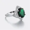 Clusterringen 925 Sterling zilver voor vrouwen Vintage Russisch gemaakt Nano Emerald Romantic Oval Ring Luxury Party Gift Fine Jewelry