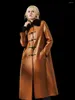 Giacche naturali in pelle femminile donna cappotto di pelle di pecora abiti agnelli moda 2023 lusso in abbigliamento esterno Qipao in stile caffè