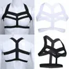 Mens bröst Harness Crop Top Elastic Body Shapers Stage Costume Gay Bondage Lingerie Halter Halv Hollow Out Nightclub Streetwear258K