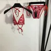 Damenmode Marke Frauen Bikini Sexy Hohl Bademode Designer Print Rückenfrei Badeanzüge Strand Baden Zweiteiler EMUV