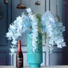 Dekorativa blommor konstgjorda hortensia vinstockar simulering silkdukgrön växter bröllop hem packning sovrum balkong trädgård blomma rotting