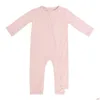 Overalls Baby Strampler Bambus Faserjunge Mädchen Kleidung geborene Reißverschluss Footies Jumpsuit Solid Longsleeve Clothing 024m 230213 Drop Lieferung DH4I0