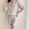 Abbigliamento da donna estate estate set di pigiami set pijamas abito a manicotto corto pantaloncini seta satinata pajama casual pajama versare abiti da casa femme