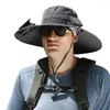 Berets Fan Solar Energy Rechargeable Strong Wind Power Summer Portable Male Outdoor Cap Hat Oversized Fisherman Sunshade Sunscreen T4U9