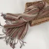 Sjaals Fashion Men's katoen en linnen gestreepte bruine sjaal lange sjaal Japanse unisex stijl 230818