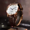 Outros dispositivos vestíveis Carnaval Moda simples Relógios mecânicos automáticos homens relógios à prova d'água de couro rosa relógio de relógio masculino novo x0821