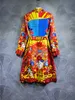 Windschepend jas voor dames herfst/winter 2023 Qixi Gift Fashion Printing Suite jas met modebroek eenvoudige mode S-XL