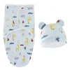 Couvertures Coton Born Sleepsack Bébé Swaddle Couverture Wrap Chapeau Ensemble Infantile Réglable Sac De Couchage Mousseline 0-6 Mois