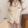 Pijama de princesa para mujer, pijama de manga corta, pantalones cortos, conjunto de parte superior e inferior