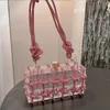 Kvällspåsar Diamond Clear Acrylic Box Evening Clutch Bags Women Boutique Woven Knutt Rope Purses and Handbags Wedding Party Ins 230818