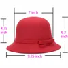 Stingy Brim Hats Women Ladies Winter Vintage Elegant Fedoras Wool Bow-knot Felt Hat Cloche Bucket Caps198Z