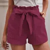 Actieve shorts vrouwen Casual comfortabele veter elastische taille zomer met zakken katoen en linnen breed poot swim