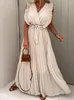 Lässige Kleider Frauen elegant Rückenless Party Maxi Kleid Dame Mody Mody Halfter Boho Beach sexy Off Schulter hoher Schlitz lang