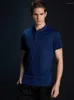 Mäns casual skjortor Solid passar snabba torra sport-t-shirts för män Kort ärm Slå ner manlig sommar 2023 andningsbara bekväma kläder