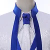 White Royal Blue Rim Stage Clothing for Men Suit Set Mens Wedding Suits Costume Groom Tuxedo Formal Jacket Pants Vest Tie241G