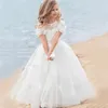 Fille robes dentelle fleur 3D Appliques Tulle pour mariage première Communion enfants fête d'anniversaire 2-14 ans 2023