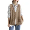 Gilets pour femmes femmes col en v évider Crochet mode coréenne Cardigan sans manches veste coton dentelle gilet tricoté Mujer gilet