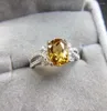 Anelli a grappolo Citrino Anello Citrino Naturale 925 Sterling Sterling Fine Giallo Crystal Gioielli operati a mano 12 mm