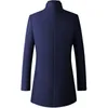 Mens Wool Blends AutumnWinter Thickened Coat Vintage British Style Solid Color Slim Fit Jacket Designer Luxury 230818