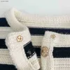 Women's Knits Tees Engraved New Gold Button Striped Women Cardigan Wool-blend Tops 2023 New in French Style Fashion Sweater Tops HKD230821