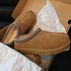 マスタードシードTasman Tazz Slippers Australian Platform Slipper Snow Boots Designer Womens Real Leather Winter Ultra Mini Boot Slip-On Slidesサイズ44