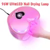 Nail Dryers 96W UVLed Nail Drying Lamp For Manicure Heart Shape Professional Nail Polish Dryer Light Machine for Fast Drying All Gel Polish 230821