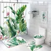 Douchegordijnen bananenblad douchegordijnset niet-slip vloerkleed badkamer accessoires tropische palmplant badkamer gordijn set botanische bloemen groen r230821