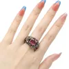 Cluster Rings 21x19mm SheCrown Bohemia Design 12g Created Flowers Pink Morganite Kunzite Paris Blue Topaz Women Black Gold Silver