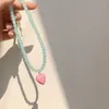 Anhänger Halskette Y2K Pink Peach Heart Halskette für Frauen Mode Vintage Harajuku süßer Choker Charme 90er ästhetische Geschenke