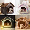 その他のペット用品犬小屋犬小屋ソフトペットベッドテント屋内密閉された暖かいぬいぐるみ眠っている眠りバスケット取り外し可能なクッション旅行通気性暖かいhkd230821