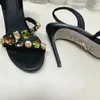 Lampada Rene Crystal Sandali Snake Strass cinturino posteriore sandali con tacco alto suola in pelle muli con tacco per donna sandali firmati di lusso calzature di fabbrica 34-43
