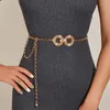 Gürtel Modekettengürtel für Frauen Metall Dünne Taille Gold runde Quadratinnen weibliche Kleid dünne Bund dekorative Schmuck