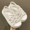 Sandalen Plattform Weave Design Frauen Slingback Sandalen 2023 Sommerurlaubsstrand rutscht weiche, rutschfreie Mode-Mode-Schuhe R230821