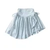 Pure Lust Sweet Fluffy Skirt Womens Drawstring Pleated A Line Short High Waisted Anti Exposure Irregular