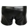 Briefs trosor sexiga män boxare kort fetisch underkläder trosor glänsande patent läder exotiska dragskon metallboxare shorts badkläder strand 230818