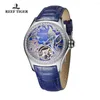 Polshorloges rif tijger top vrouwen horloges blauwe wijzerplaat stalen sport diamant analoge mechanische rga7105