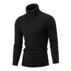 Suéteres para hombre, camiseta de cuello alto de Material microelástico para figura delgada, capas informales, otoño cálido y elegante