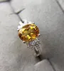 Anelli a grappolo Citrino Anello Citrino Naturale 925 Sterling Sterling Fine Giallo Crystal Gioielli operati a mano 12 mm