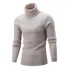 Suéteres para hombre, camiseta de cuello alto de Material microelástico para figura delgada, capas informales, otoño cálido y elegante